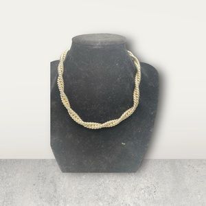 Vintage Edwin Pearl Twisted Silver Toned Chocker